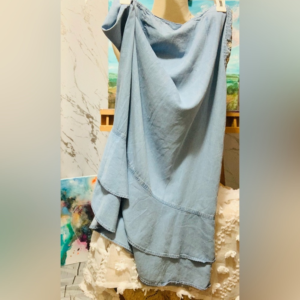 Liz Claiborne Crazy Horse Light Blue Denim Skirt